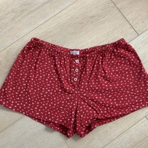 John Galt/Brandy Melville red floral sweatshorts